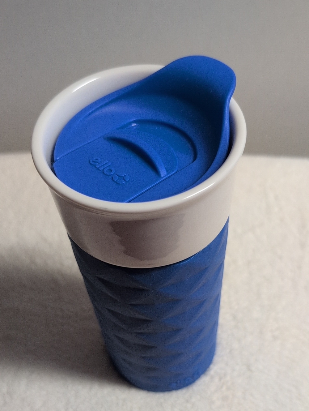 Ello Blue Travel Ceramic Mug - Insulated Reusable Tumbler 16oz / 473 ml